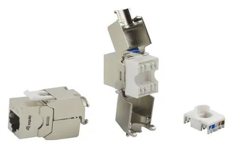 Equip Keystone Jack Cat6A stříbrná / Keystone Jack / stíněný / LSA / 8 ks