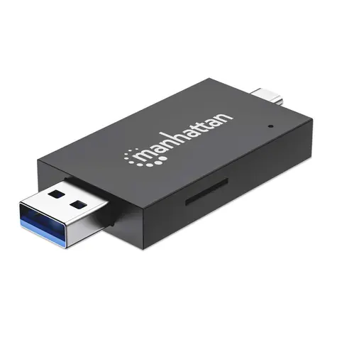 Manhattan čtečka paměťových karet microSD, SD a MMC / Čtečka karet / USB 3.2 Gen 1 Type-A/Type-C / 5 Gbps / černá