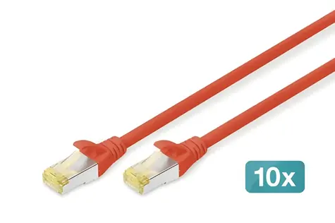 Digitus / Patch kabel / Cat6a S/FTP / 1 m / červená / 10 ks