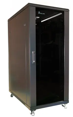 Extralink Rack skříň 37U černá / Stojanový rozvaděč / 600 x 600 mm / nosnost 600 kg / skleněné dveře