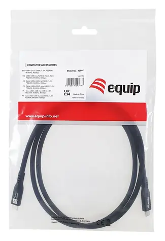 Equip 128441 černá / Kabel USB-C - USB-C / USB4 Gen 4x2 / 80 Gbps / PD 240 W / 1,2 m
