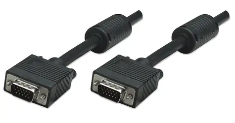 Manhattan SVGA kabel HD15 M/M černá / VGA kabel / Stíněný / Feritové jádro / 1,8 m