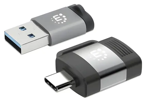 Manhattan sada adaptérů USB-C/USB-A černá, šedá / Adaptér / 2 ks / USB 3.2 Gen 1 / 5 Gbit/s