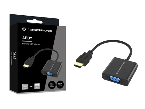 Conceptronic redukce HDMI - VGA černá / Redukce / 1920 × 1080 px / 60 Hz / 0,25 m