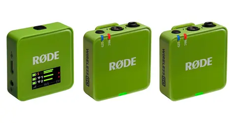 Rode Wireless GO Gen 3 zelená / Bezdrátový mikrofonní systém / 2x vysílač a 1x přijímač / 3.5mm jack / USB-C
