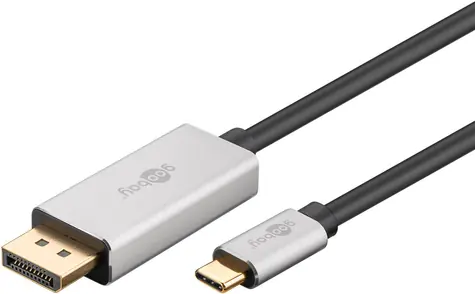 Goobay 60176 černá/stříbrná / Adaptérový kabel USB-C - DisplayPort / 8K 60Hz / HDR / 2 m