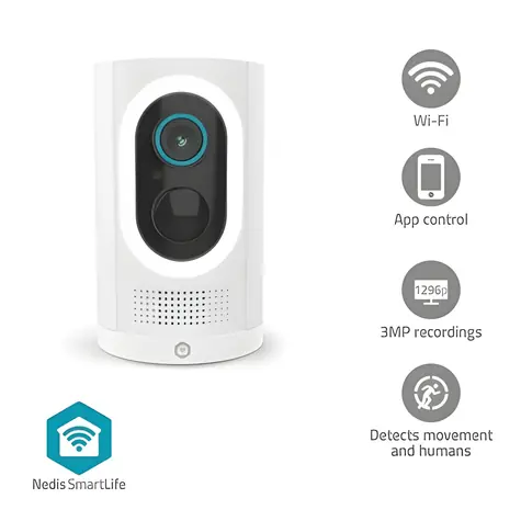 Nedis WIFICBO33WT bílá / Venkovní kamera / Wi-Fi / SmartLife / 3MP Full HD 1296p / IP65 / Reflektor