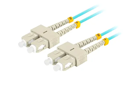 Lanberg optický patch kabel SC/UPC-SC/UPC azurová / Optický patch kabel / Duplex / OM3 50/125 / 2 m / LSZH