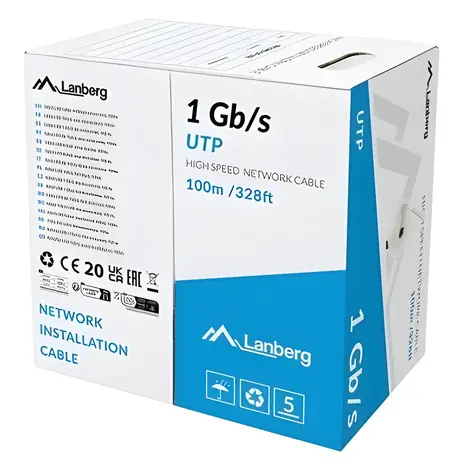 Lanberg UTP kabel drát šedý / CCA / 100 m / 1000 Mb/s