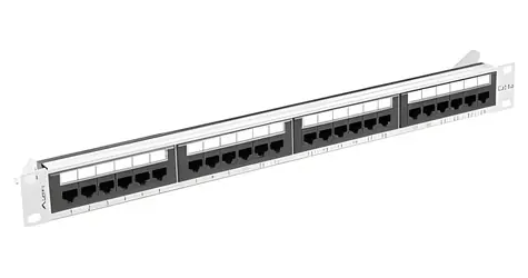 Lanberg šedý / Patch panel / 24 portů / RJ-45 / CAT6A / UTP / 1U / 19