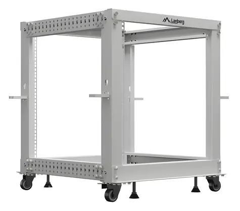 Lanberg Open Rack 12U šedá / Stojanový rack / 600×600 mm / hloubka 576-1034 mm / nosnost 600 kg