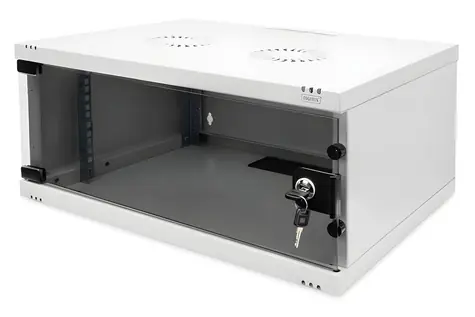 Digitus DN-38010 šedá / Nástěnná skříň / 4U / SOHO / 241x540x400 mm / celoskleněné dveře / nemontovaná