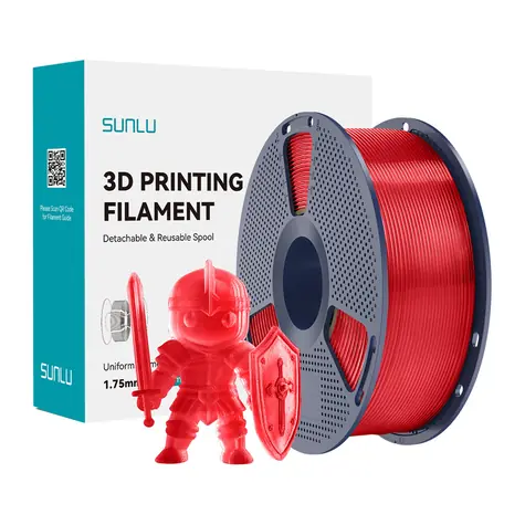 Sunlu Filament PLA+ průhledná červená / Struna pro 3D tiskárnu / PLA+ / 1,75 mm / 1 kg