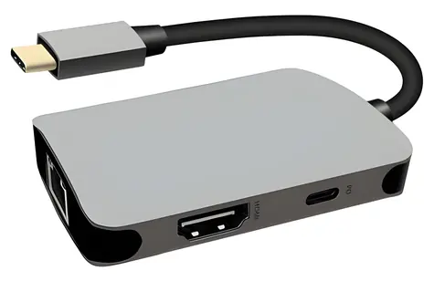 PremiumCord USB-C na HDMI + RJ45 + PD adaptér / Adaptér / HDMI + RJ45 + Power Delivery / hliníkové pouzdro