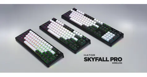Hator Skyfall 65 PRO šedo-černá / Herní klávesnice / mechanická / bezdrátová / Bluetooth 5.3 / US layout