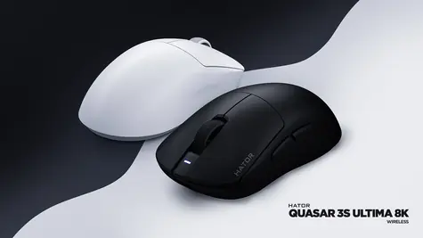 Hator Quasar 3S Ultima černá / Herní bezdrátová myš / optická / 30000 DPI / 2.4GHz / Bluetooth / USB-C