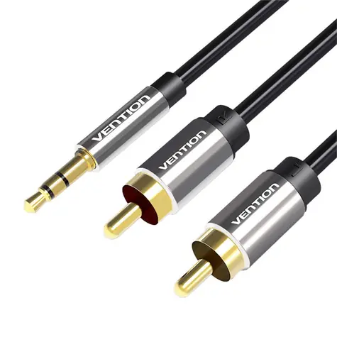 Vention BCFBD 3,5mm jack-2xRCA černá / Audio kabel / 0,5 m / pozlacený konektor