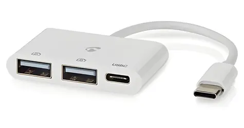 Nedis CCGB64785WT01 / USB hub / 1x USB-C / 2x USB-A / napájení z USB