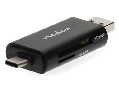 Nedis CRDRU2110BK Černá / Čtečka karet / Vše v Jednom / USB-C / USB-A / USB 2.0