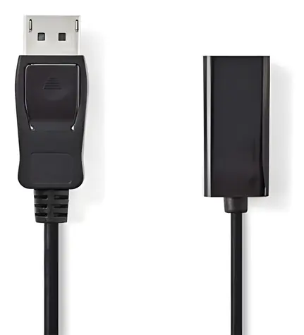 Nedis CCGB37150BK02 černá / Kabel DisplayPort - HDMI / DisplayPort zástrčka - HDMI zásuvka / 0,2 m