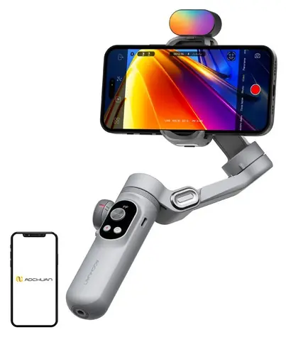 AOCHUAN X Pro šedý / Stabilizátor / 3osý / RGB osvětlení / Bezdrátové nabíjení / OLED displej