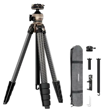 Neewer LT35 / Cestovní stativ z uhlíkových vláken / výška 16,5-156 cm / nosnost 10 kg / kulová hlava 360°