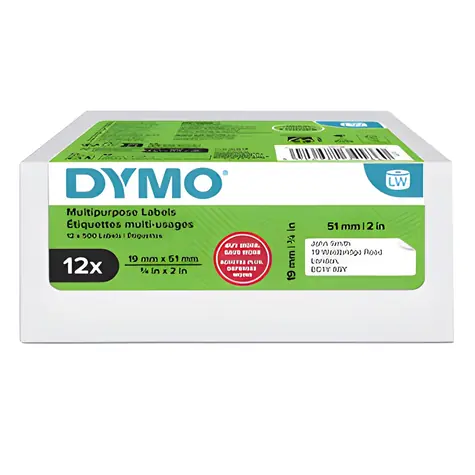 Dymo papírové štítky 51mm x 19mm 12x500 ks / bílé / multifunkční