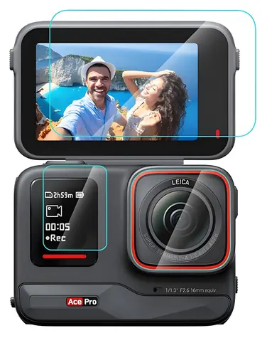 Puluz PU951T / Ochranné sklo 3v1 / Insta360 Ace Pro / Tvrzené sklo / Displej + objektiv