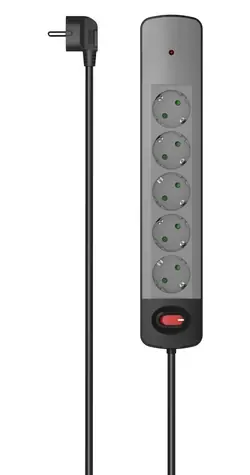 Hama prodlužovací přívod s přepěťovou ochranou / 5x zásuvka schuko / 1,5 m