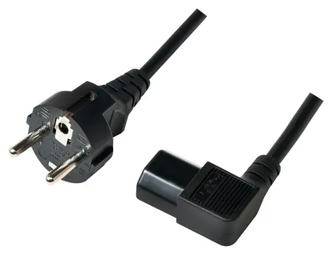 LogiLink Napájecí kabel CEE 7/7 - IEC C13 90° černá / Napájecí kabel / 3 m / 10 A / 250 V