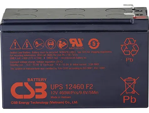 CSB UPS12460F2 / Náhradní baterie do UPS / 12V / 9Ah / AGM / F2