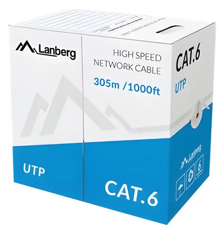 Lanberg Instalační kabel Cat6 UTP šedá / Instalační kabel / 305 m / CU / CPR / Fluke Passed