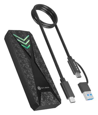 ICY BOX Spade Case 1805 černá / Externí box pro M.2 / M.2 NVMe PCIe SSD / USB 3.2 Gen 2 Type-C / do 2TB / RGB