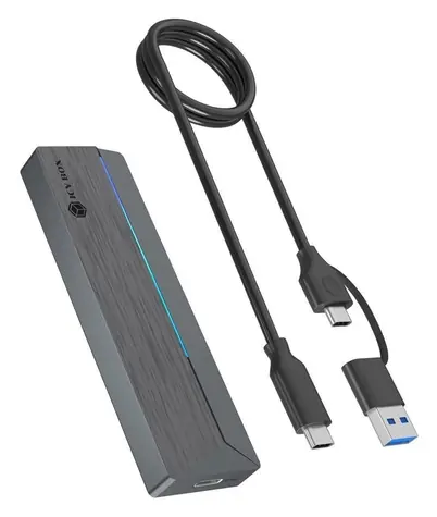 ICY BOX Externí box pro M.2 SSD RGB šedá / Externí box / M.2 SATA/NVMe / USB 3.2 Gen 2 / USB-C