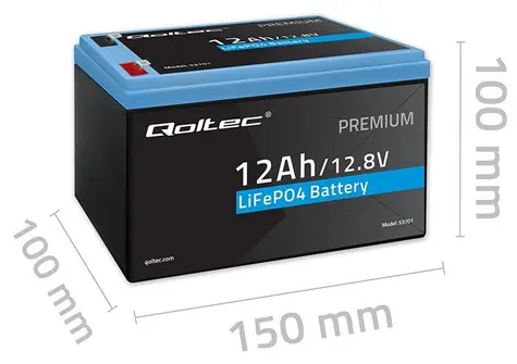 Qoltec akumulátor LiFePO4 12,8V 12Ah / Akumulátor / 153,6Wh / BMS
