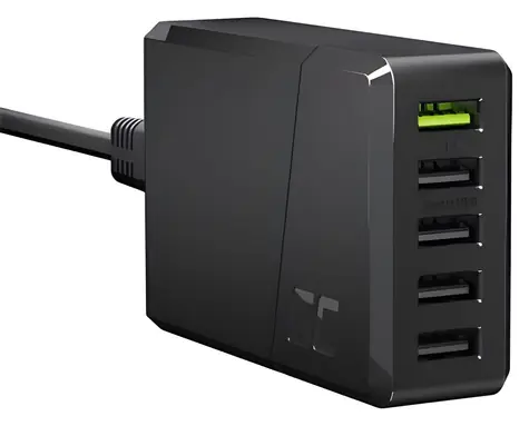 Green Cell Nabíječka 5x USB QC 3.0 černá / Nabíječka / 52W / 5x USB / QC 3.0