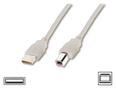 Digitus USB kabel A/samec-B/samec béžový 3m / PC kabel USB / 2x stíněný
