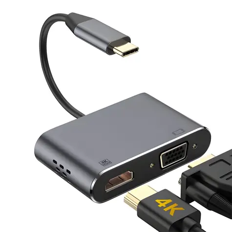 Platinet adaptér USB-C na HDMI a VGA / Adaptér / 4K 30Hz