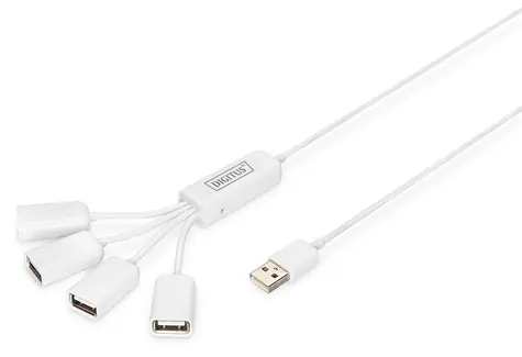 Digitus USB 2.0 Hub 4-portový / USB hub / 4x USB-A / napájecí konektor DC 2,5mm