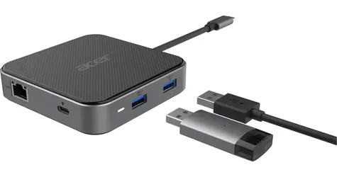 Acer 7v1 USB-C dokovací stanice / Dokovací stanice / USB4 / 2× USB-A 3.2 Gen2 / HDMI / DisplayPort / LAN