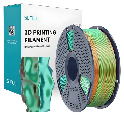 Sunlu PLA+ Silk oranžová-modrá-zelená / Struna pro 3D tiskárnu / PLA / 1,75 mm / 1 kg