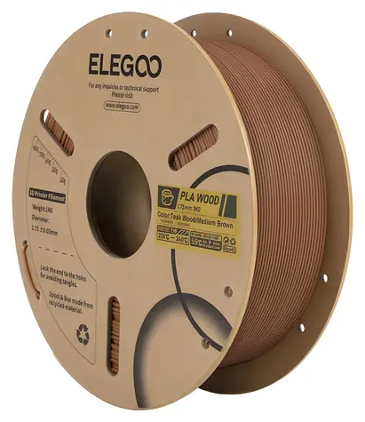 ELEGOO PLA dřevěné vlákno Indický dub / Struna pro 3D tiskárnu / PLA / 1 kg