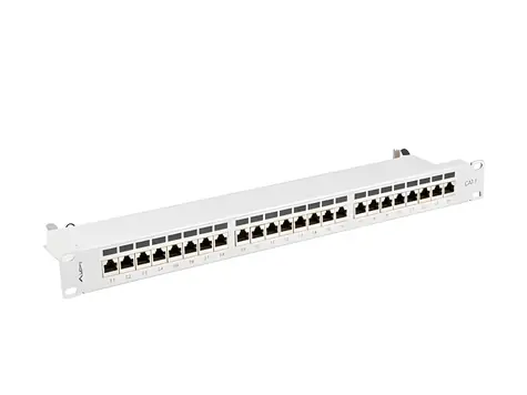 Lanberg šedý / Patch panel / 24 portů / RJ-45 / CAT7 / FTP stíněný / 1U / 19