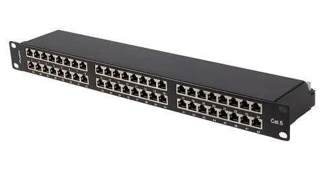 Lanberg Patch panel 48 portů 1U černý / Patch panel / 19