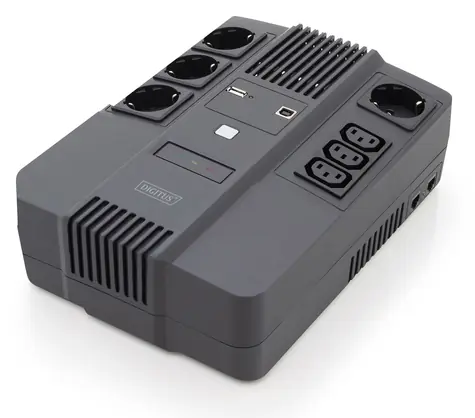 DIGITUS All-in-One UPS / Záložní zdroj UPS / 800VA/480W / 12V/9Ah / 4x CEE 7/7 / USB / RJ45
