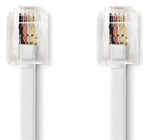 Nedis TCGB90200WT100 bílá / Telefonní kabel / RJ11 - RJ11 / plochý / 10 m