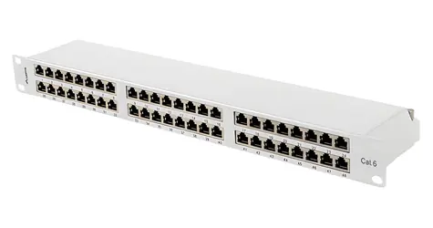 Lanberg Patch panel 48 portů stíněný šedý / Patch panel / 19
