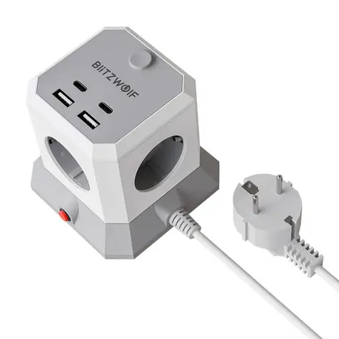 BlitzWolf BW-EC1 / Prodlužovací kabel / 4x AC / 2x USB-A / 2x USB-C / 4000W