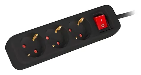 Lanberg napájecí lišta 3x Schuko černá / Napájecí lišta / vypínač / měděný kabel / 1,5 m