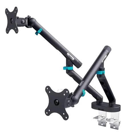 Digitus držák pro 2 monitory 35” černý / Držák pro monitory / mechanická pružina / VESA 75x75, 100x100 / do 10 kg